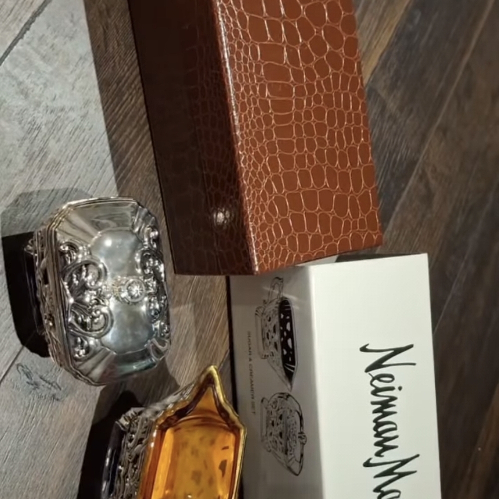 Neiman Marcus Amber Silver Sugar Creamer Set